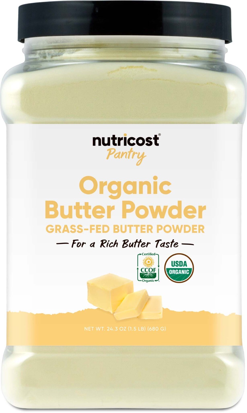 Nutricost Organic Grass-Fed Butter Powder (1.5 LB) – GMO-Free, Gluten-Free