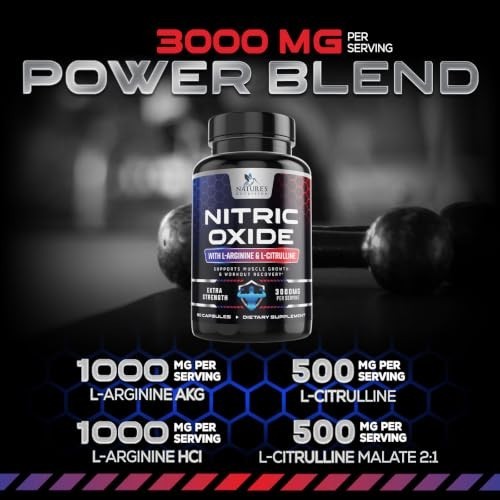 Nitric Oxide Booster Extra Strength 3000mg – L Arginine 3X Strength Nitric Oxide