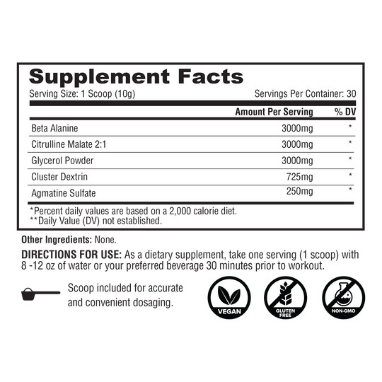 METABOLIC NUTRITION STIM-FREE PUMP Pure Pharmaceutical Grade Pre-Workout