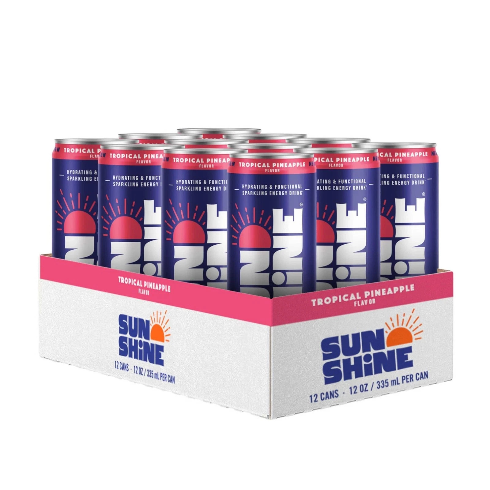 Sunshine Sparkling Energy Drink Tropical Pineapple with Daily Essential Vitam…