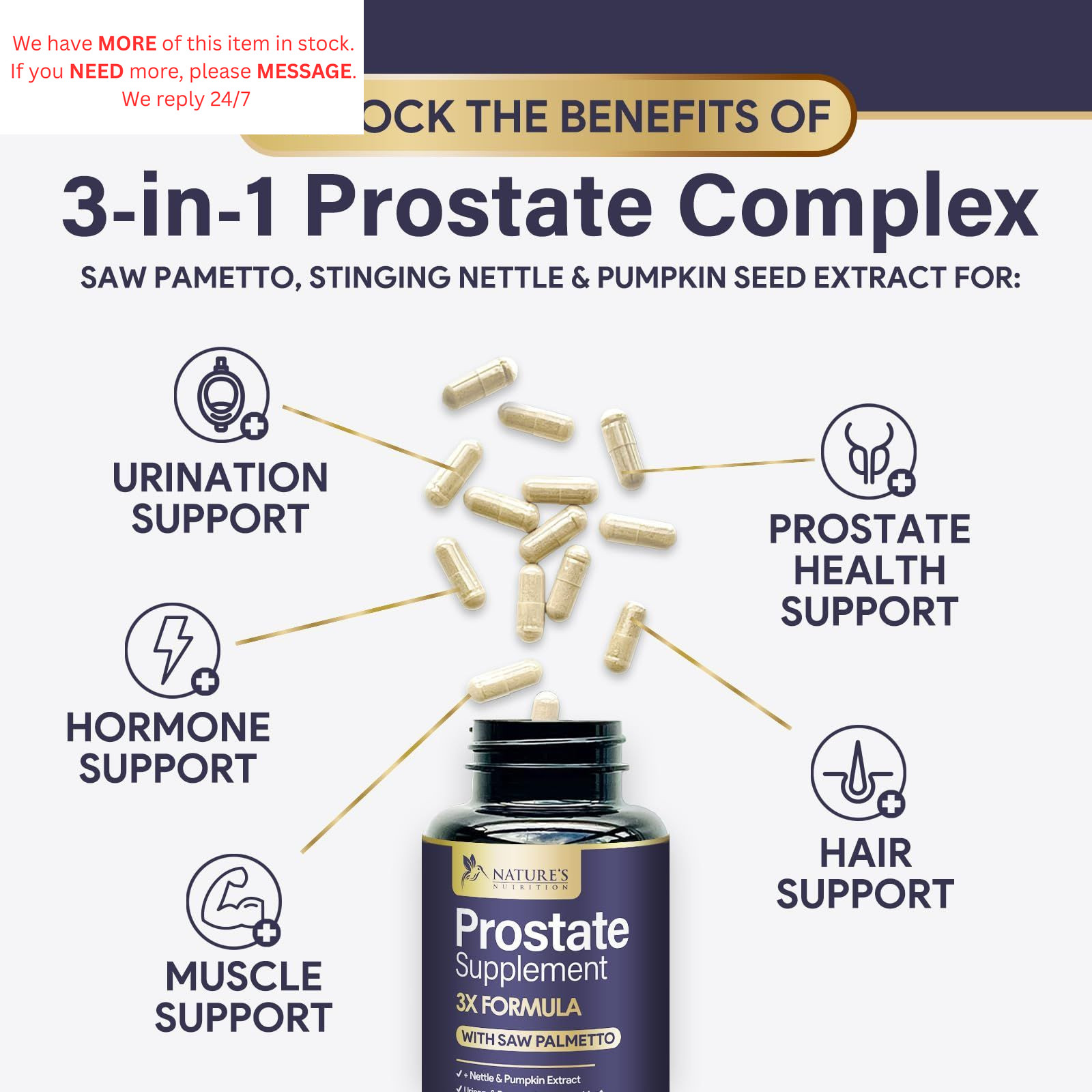 Prostate Health Supplements for Men – 3X Strength with 60 Count (Pack of 1)