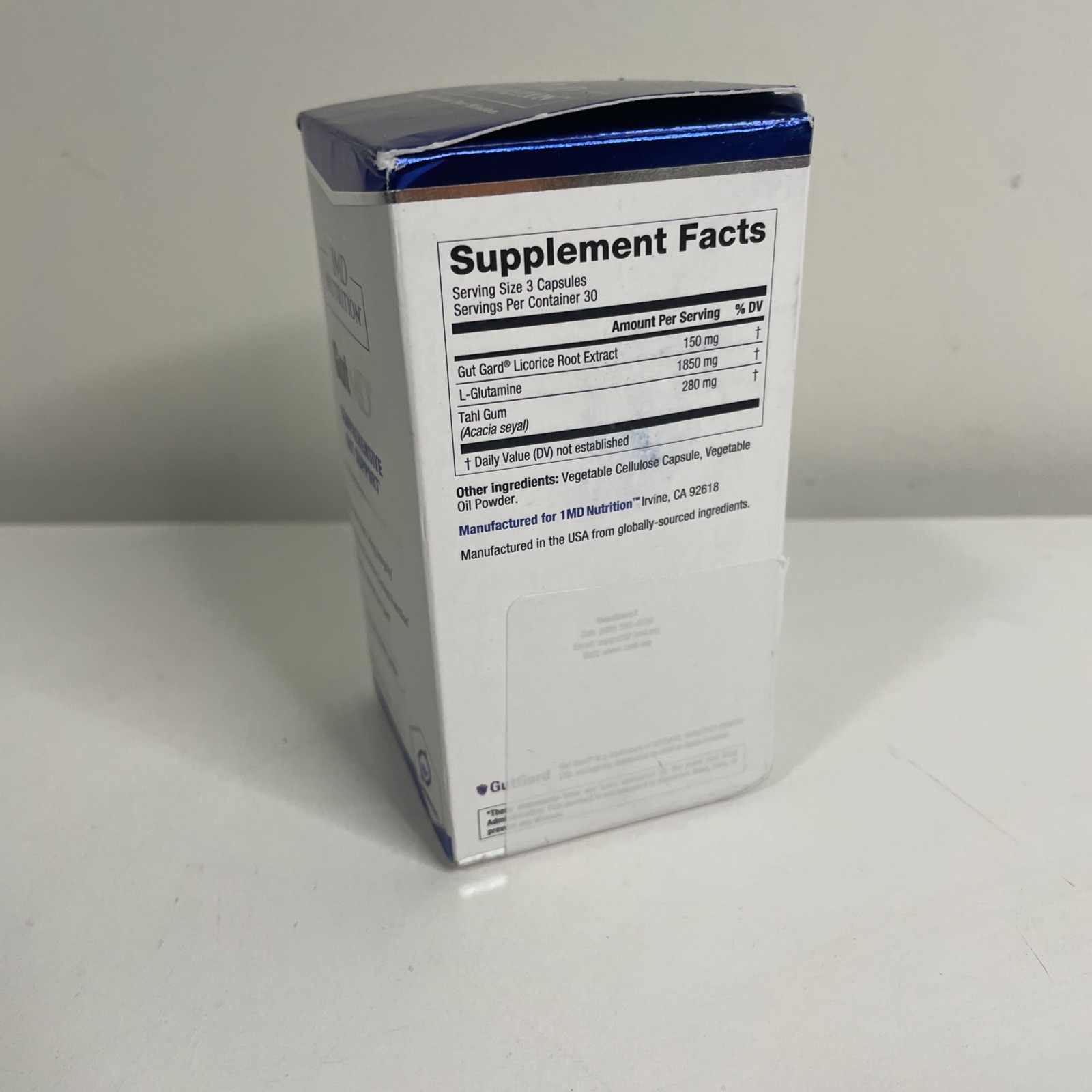 1MD GutMD L-Glutamine Capsules Prebiotic Gut Health Support USA Fast Ship