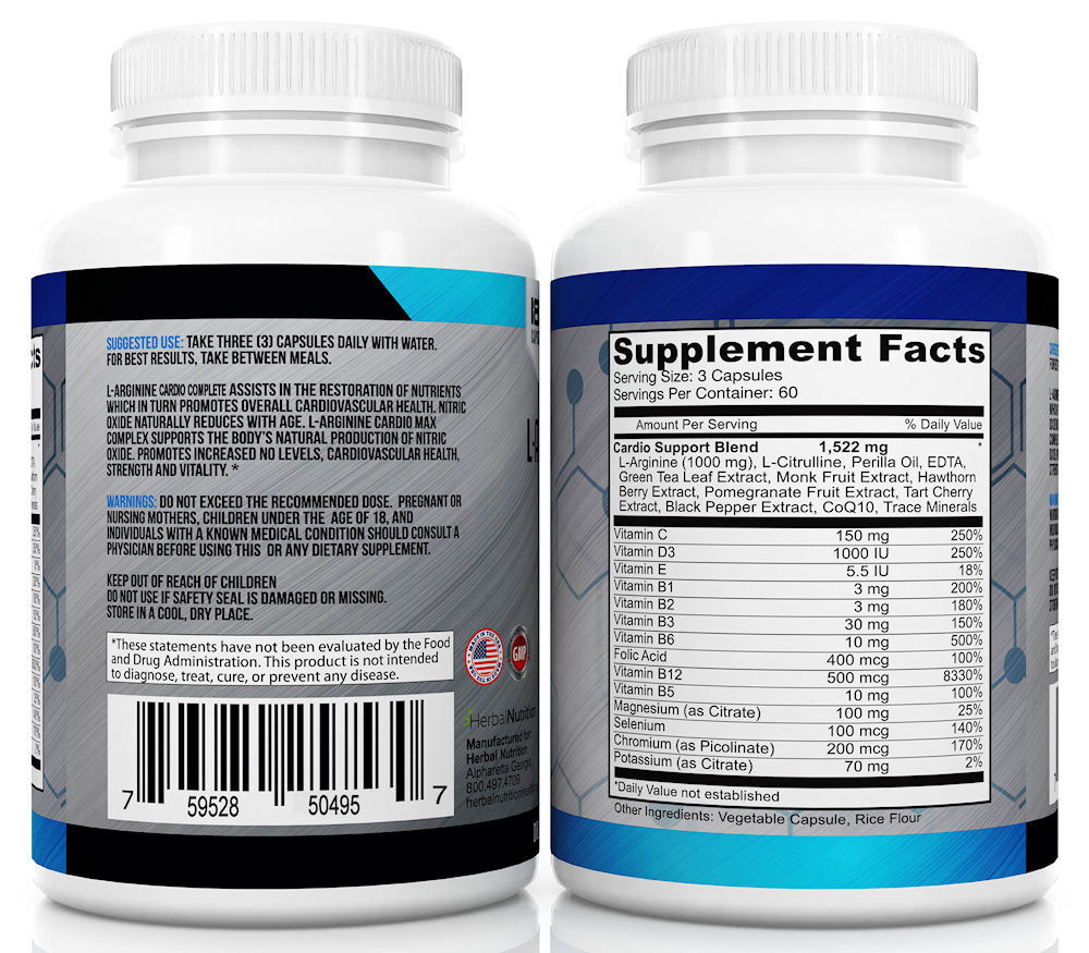 Two Pack Cardio Complete Nitric Oxide Booster 180 Caps Multi-Ingredient Formula!