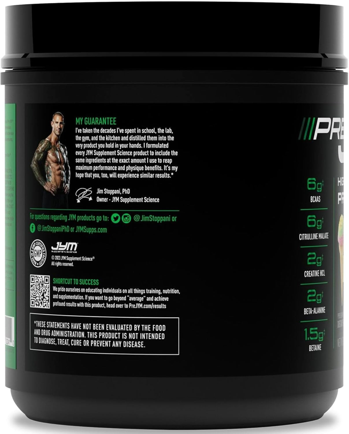 Pre JYM Rainbow Sherbet Pre Workout Powder for Men & Women, Bcaas, Nootropics, C
