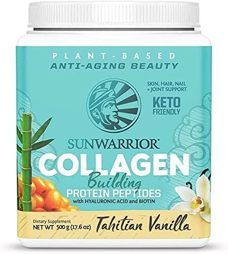 Sunwarrior Collagen Protein Powder with Biotin – Vanilla Flavor, 17.6 oz