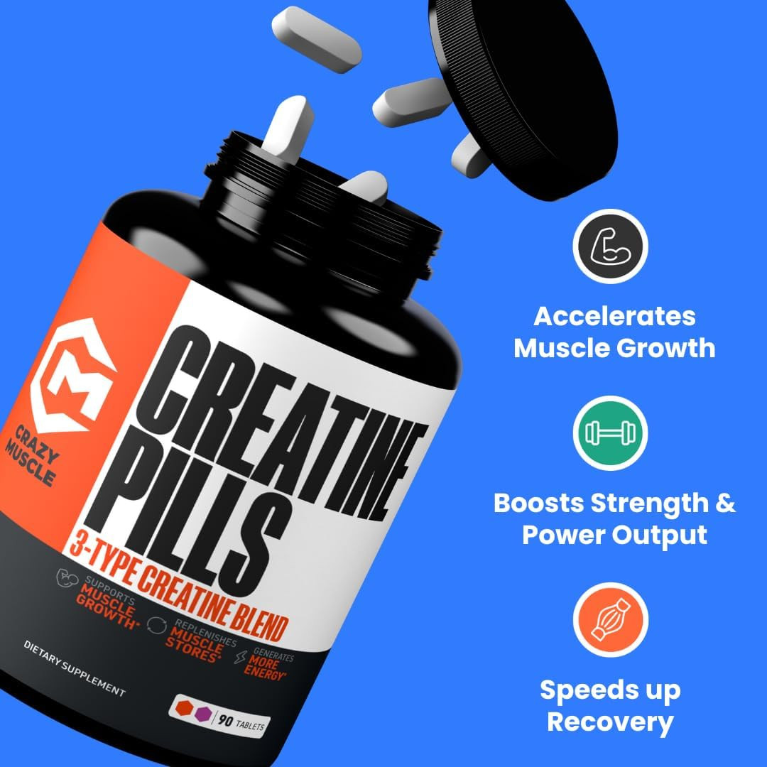 Creatine Pills 5G 3X Pure Creatine Monohydrate Pre Workout Muscle Mass Gainer…