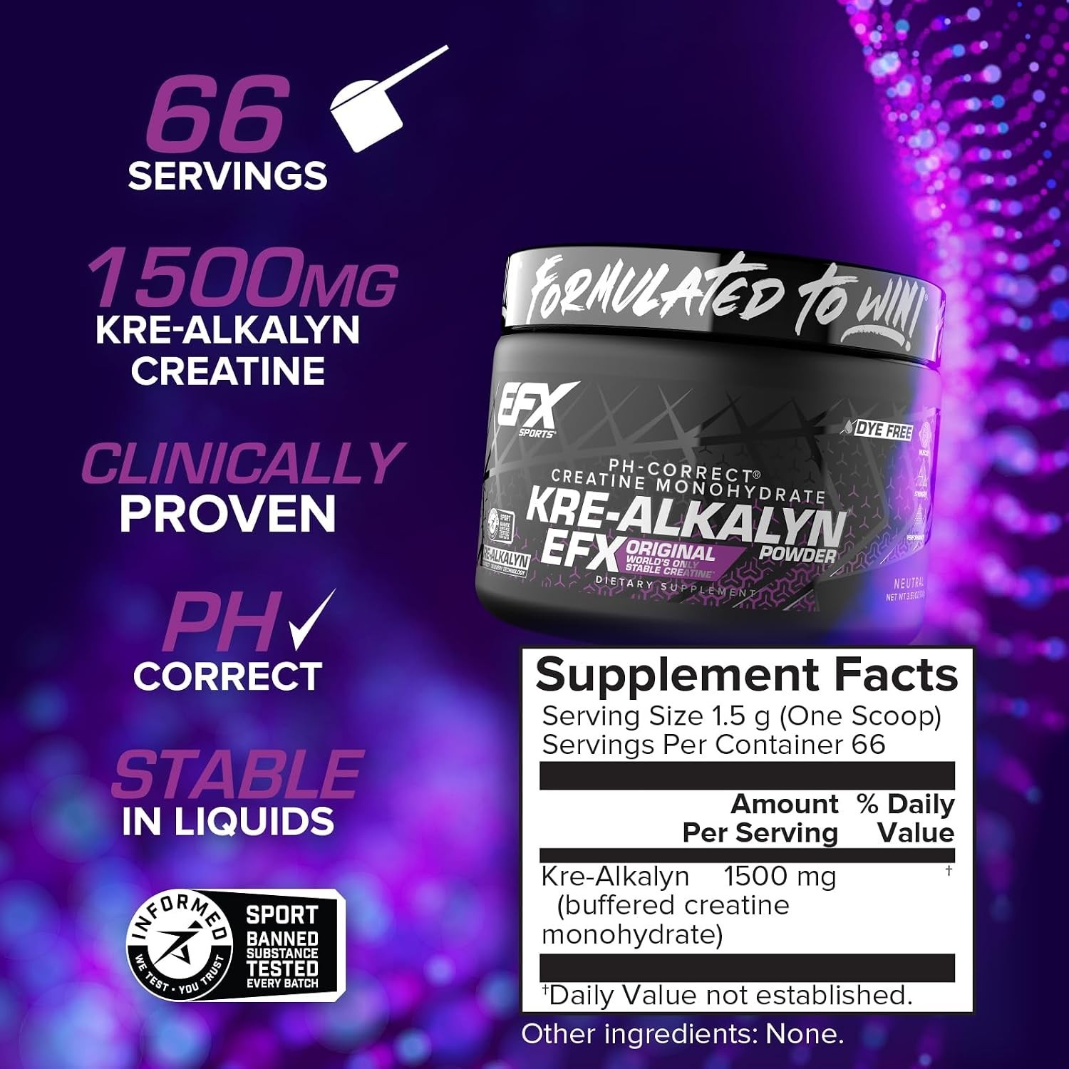 Kre-Alkalyn Creatine Monohydrate Powder Supplement Unflavored 66 Servings pH