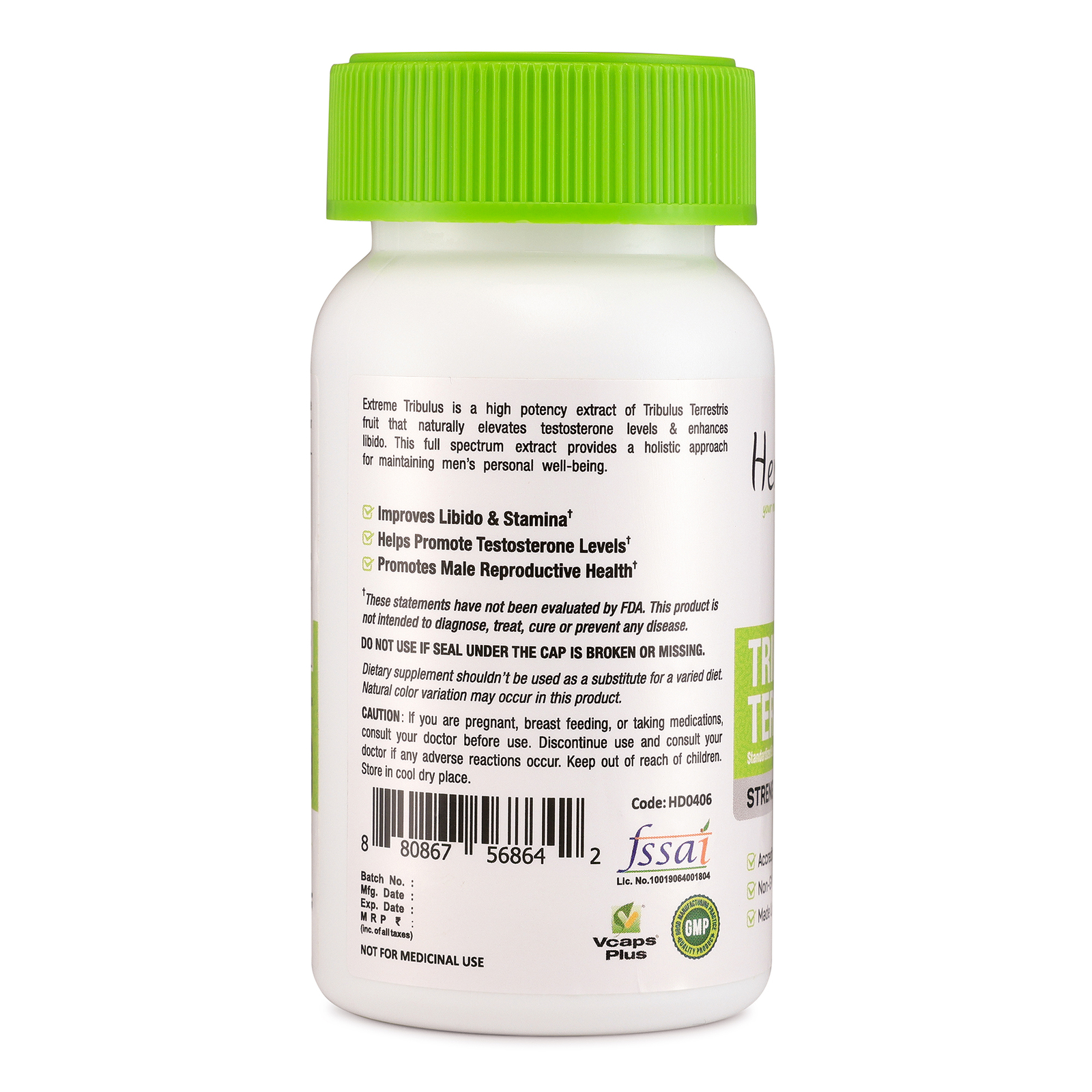 Tribulus Terrestris 95% Saponins Capsules for Muscle & Testosterone Boost