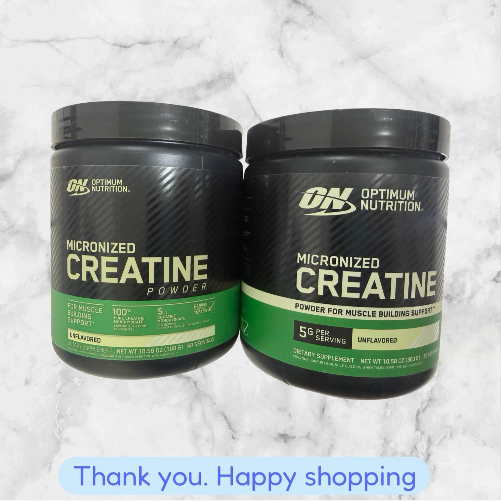 FOR 2 Optimum Nutrition Micronized Creatine Powder Unflavored 10.58oz Each NEW