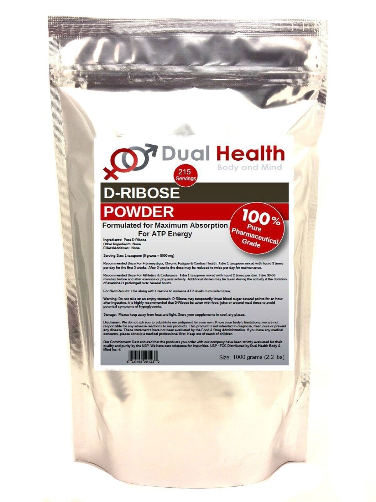 D-Ribose Powder 1000g (2.2 lbs) ATP Energy Endurance Muscle Sport Pharmaceutical