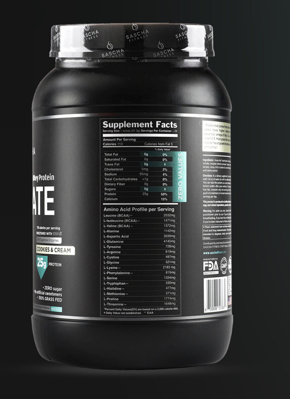 HYDROLYZED WHEY PROTEIN ISOLATE COOKIES & CREAM by Sascha Fitness