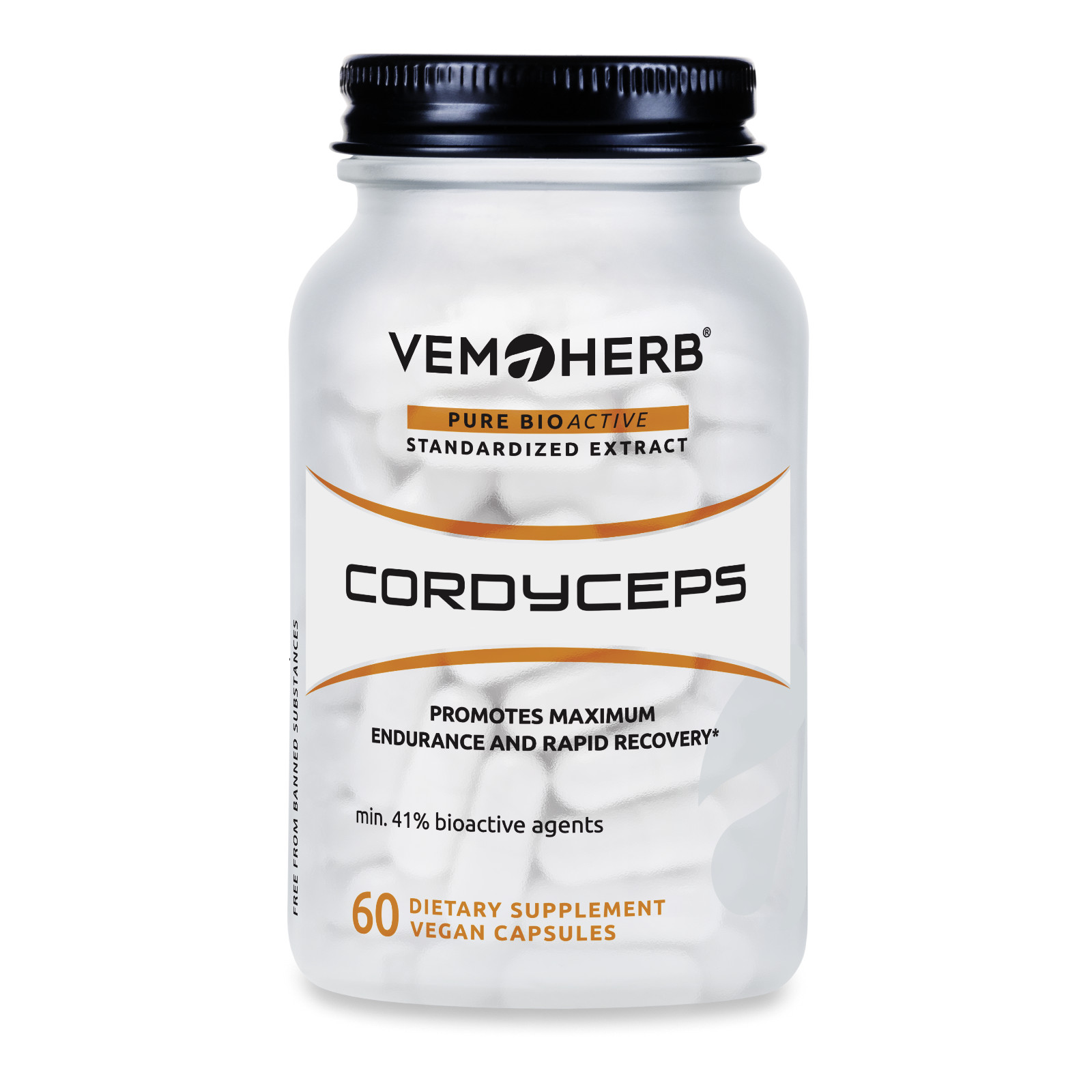 VEMOHERB Cordyceps (dry extract from Cordyceps sinensis CS-4, 60 vegan caps)
