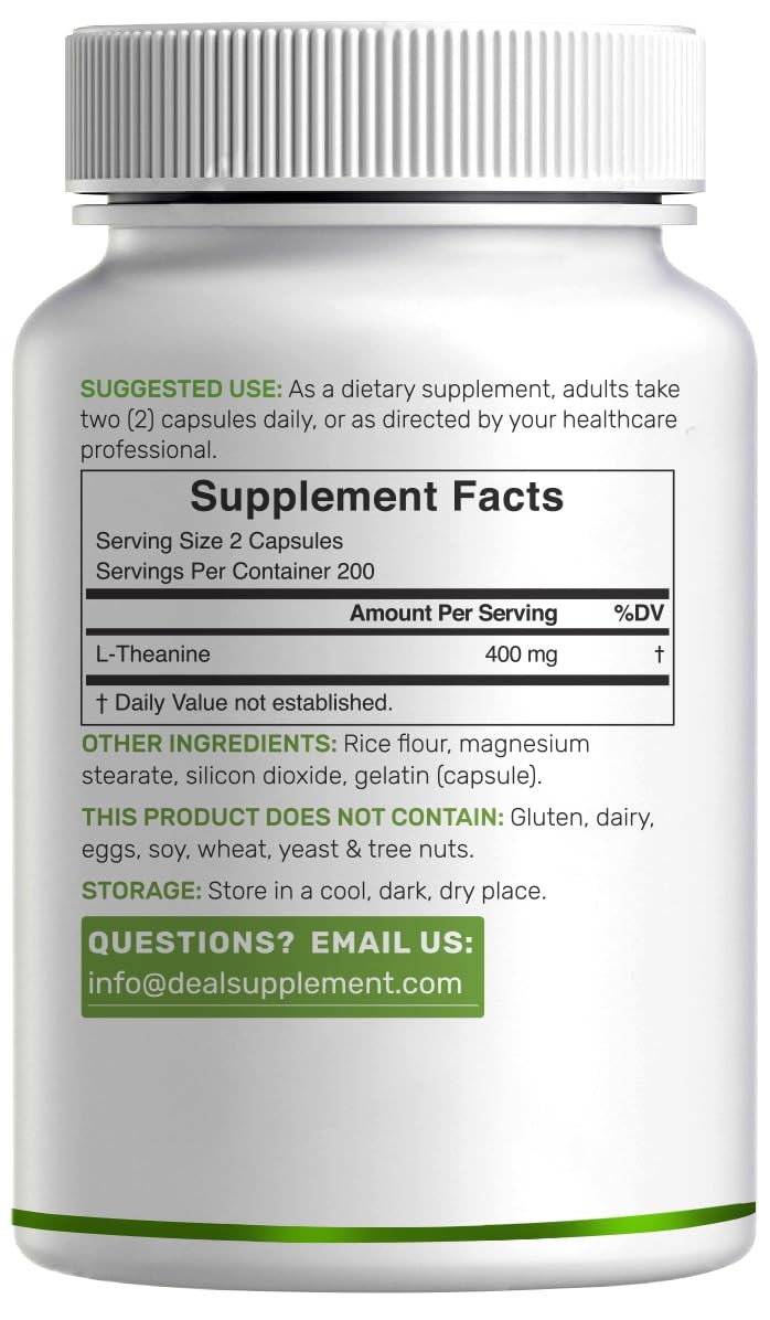 Extra Strength LTheanine Supplement 400mg, 400 Capsules 200mg Per Cap