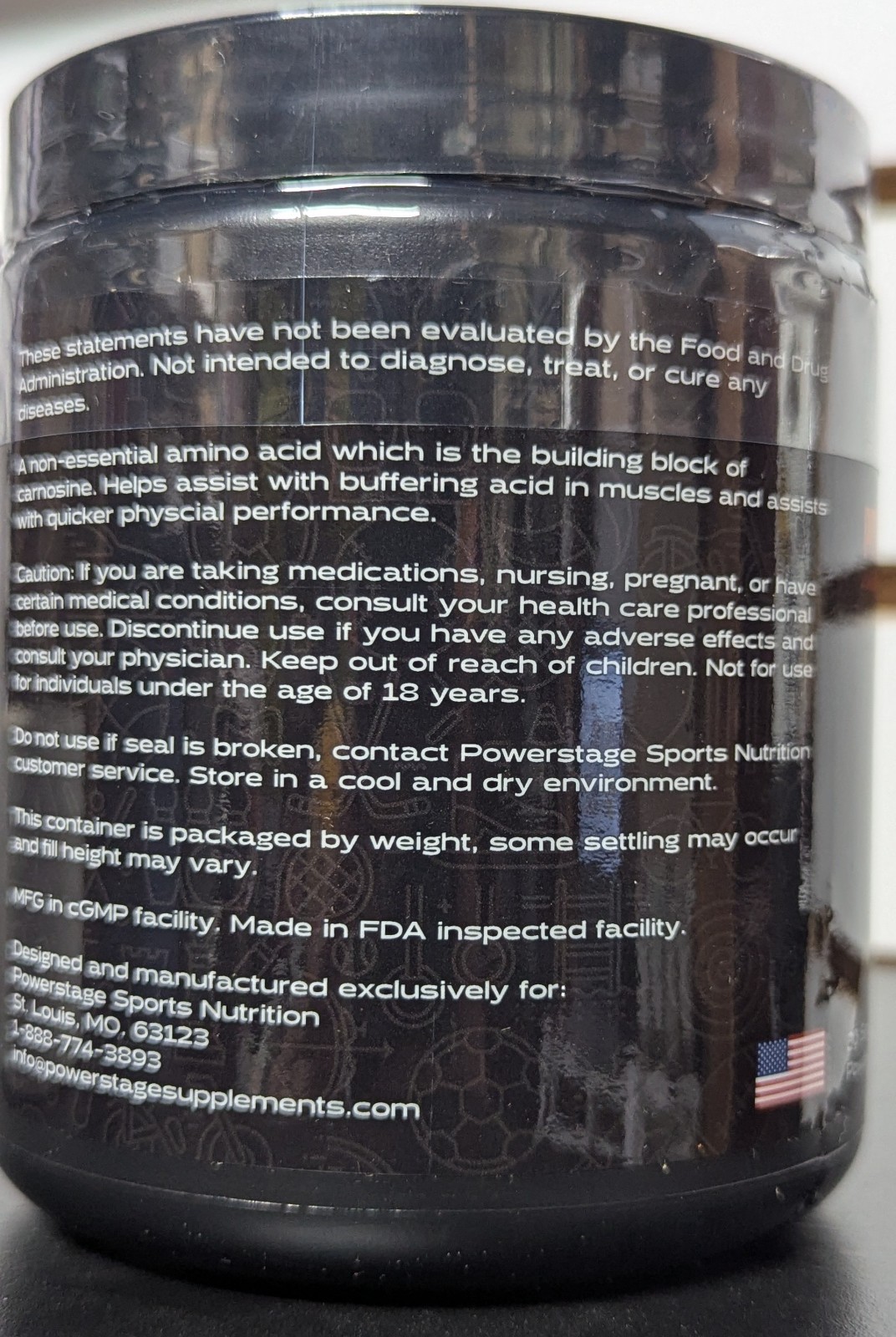 PowerStage Beta Alanine Carnosyn Powdered Workout Supplement Fruit Punch Flavor