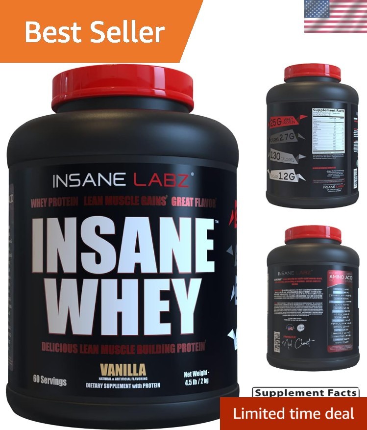 Insane Whey,100% Muscle Building Whey Protein, Post Workout, BCAA Amino Profi…