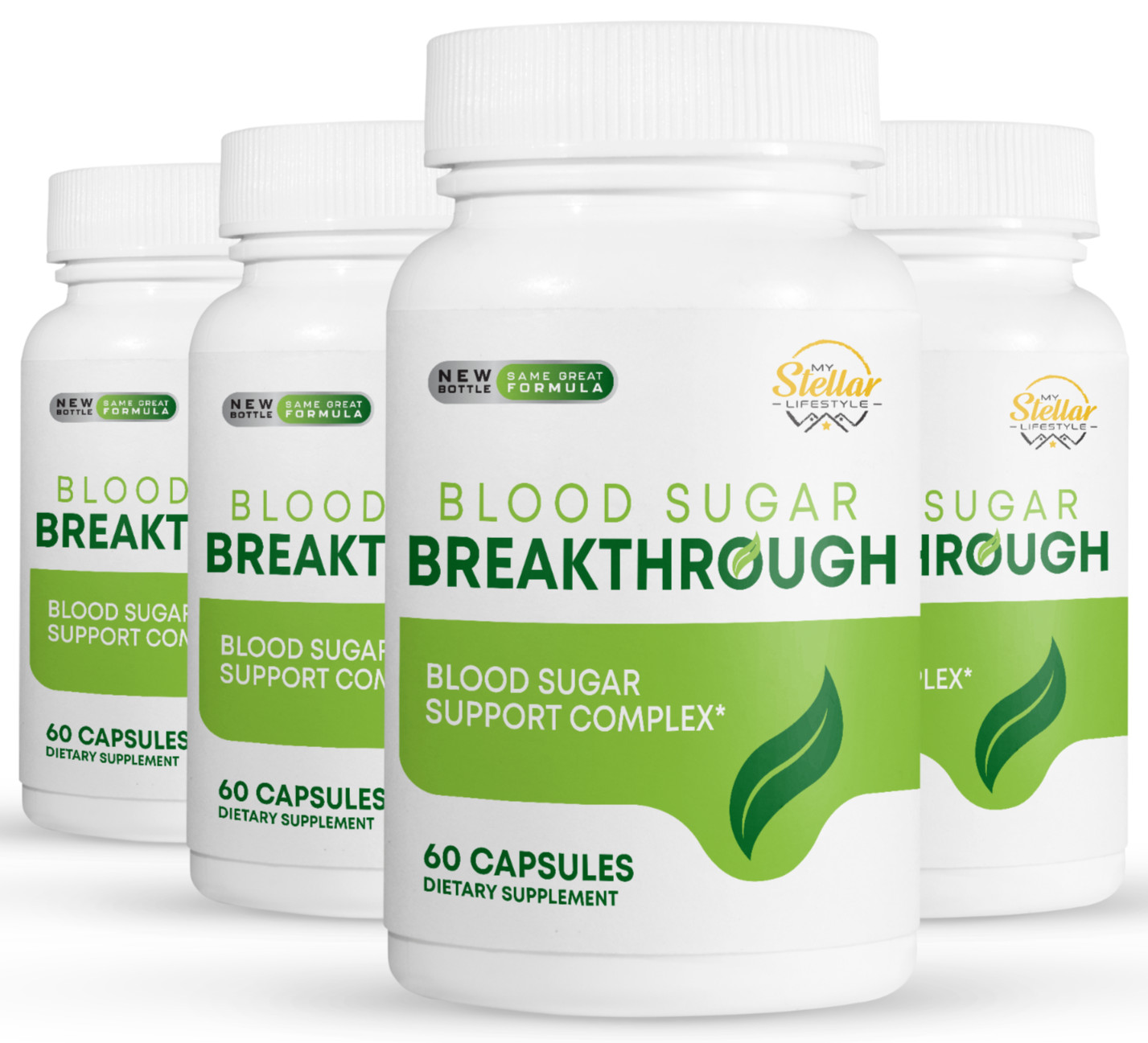 4 Pack Blood Sugar Breakthrough, soporte de azúcar en sangre-60 Cápsulas x4