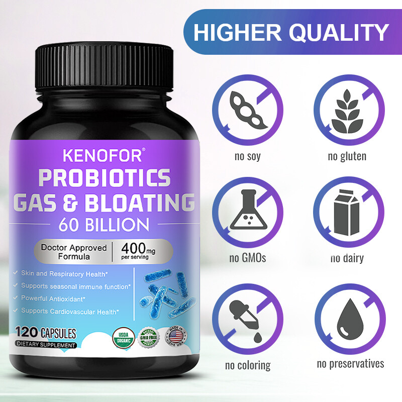 60 BILLION Prebiotic & Probiotics, Gas, Constipation & Bloating Relief