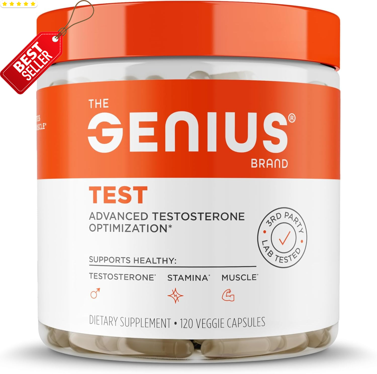 Genius Test Testosterone Booster Men Stamina Energy Strength Muscle 120Ct US