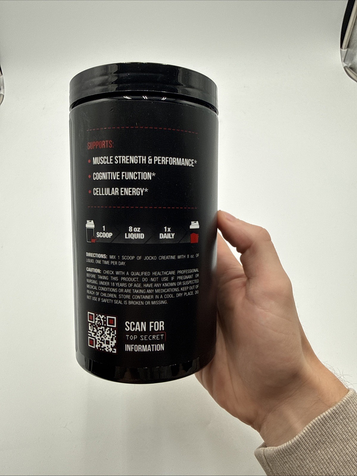 JOCKO Creatine Powder Muscle Strength Cognitive Energy Unflavored – Size: 16 oz