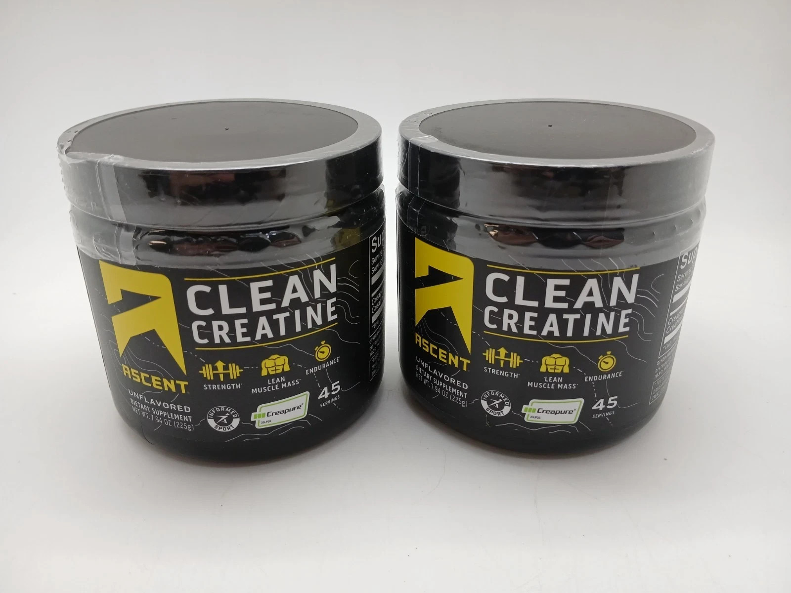 Ascent Clean Creatine Creapure Monohydrate 2 Pack – Unflavored 90 Servings