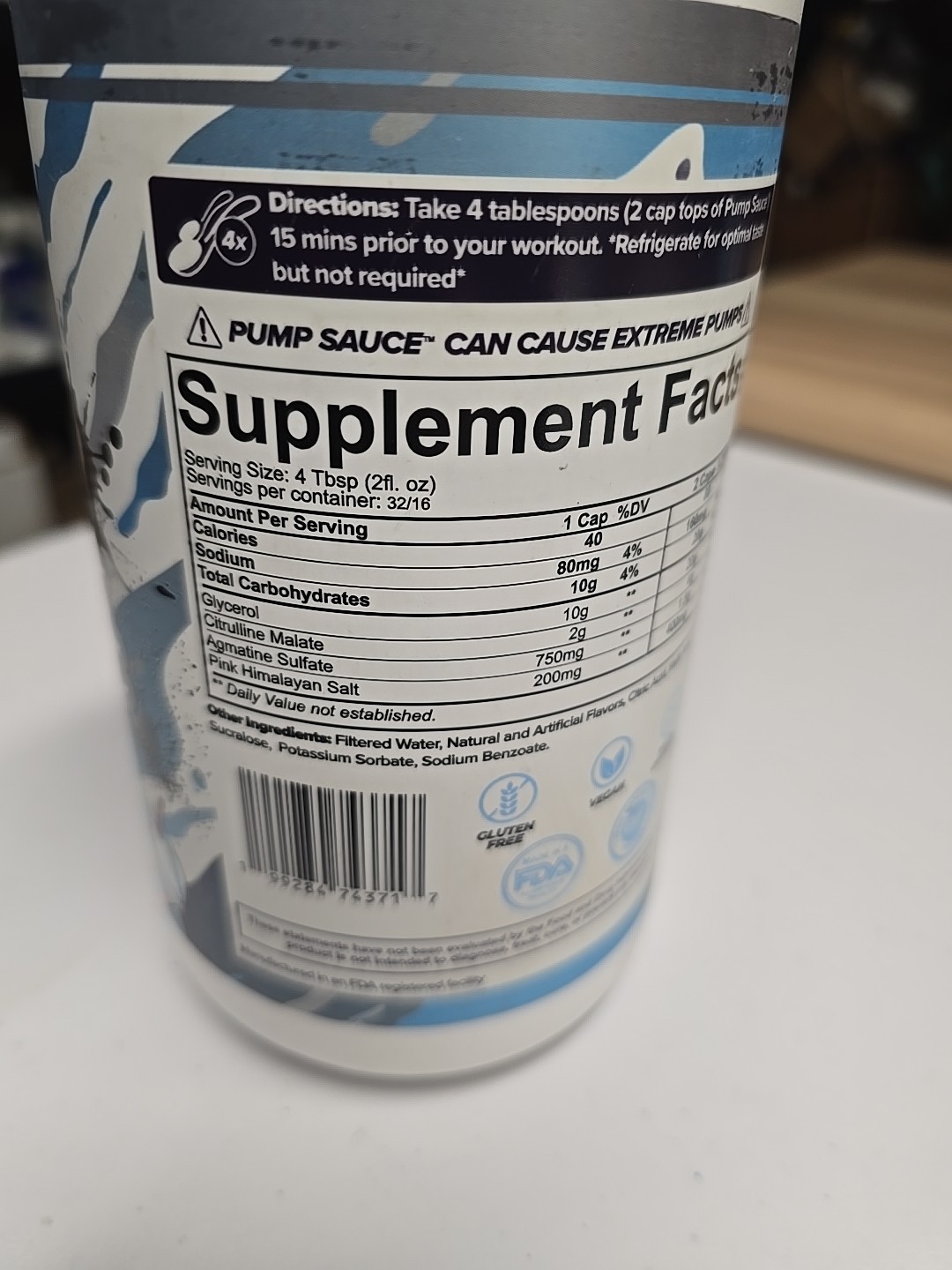 Pre-Workout 32 Oz, White Cherry, No Caffeine, Full Spectrum Liquid, Exp 8/28