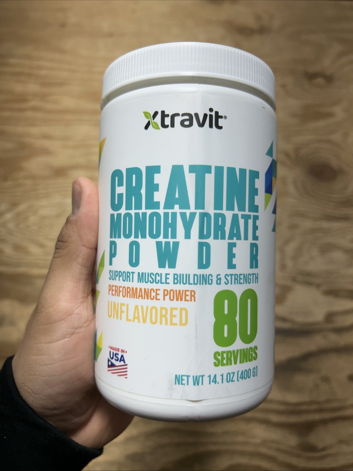 Xtravit Creatine Monohydrate Powder Unflavored 80 Servings Muscle Building 2/28