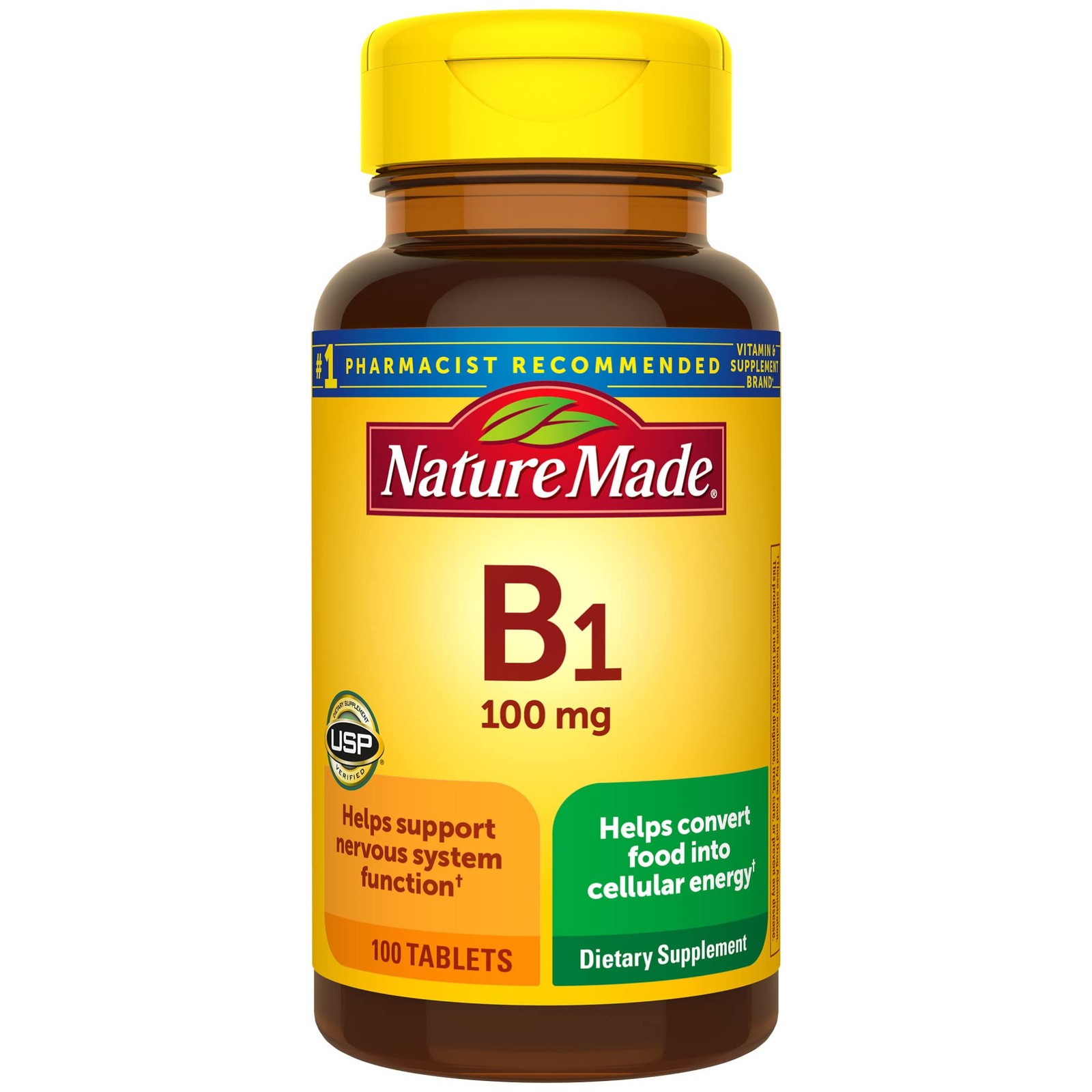 Nature Made Vitamin B1 100mg Thiamine Energy Metabolism 100 Tablets Supplement