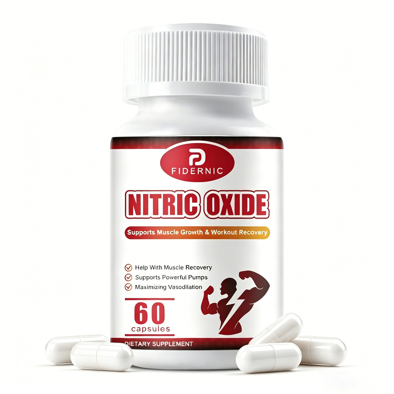 60 Capsules Nitric Oxide Booster Supplement for Vasodilation & Muscle Health