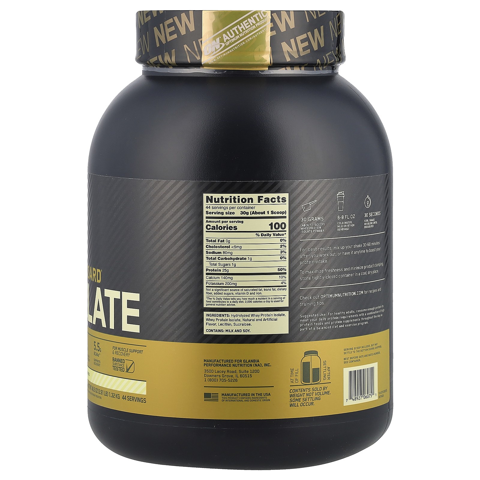 Gold Standard® 100% Isolate, Rich Vanilla, 46.5 oz (1.32 kg)