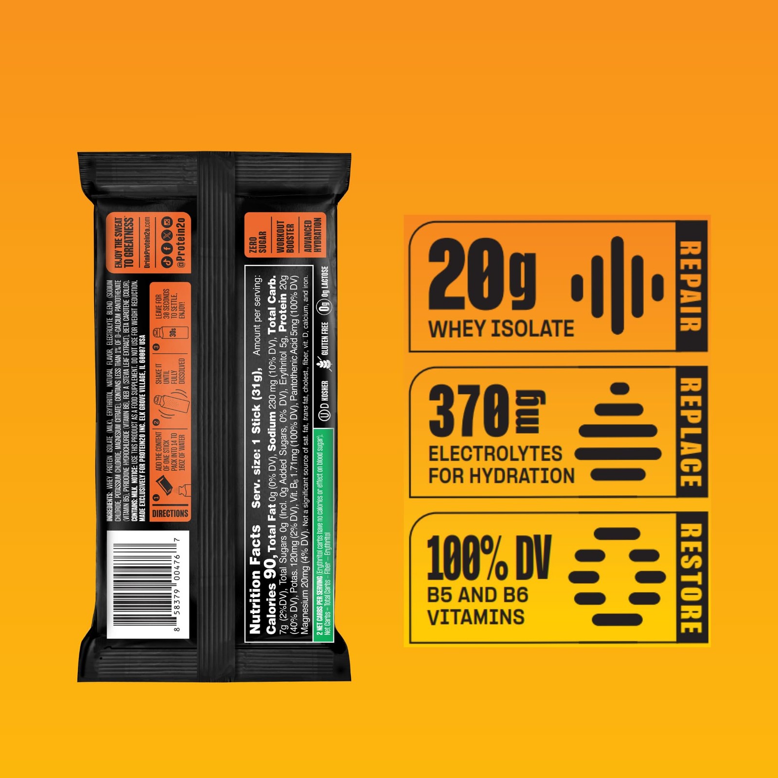 Protein2O 20G Whey Protein Isolate Clear Protein Powder 370Mg Of Electrolytes