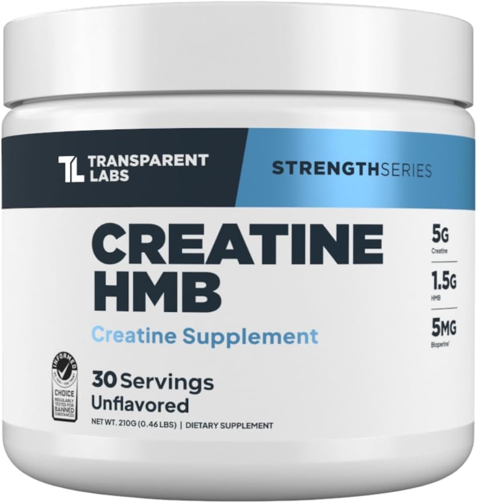 Transparent Labs Creatine HMB Powder, Unflavored, 30 Servings, Supports Muscle