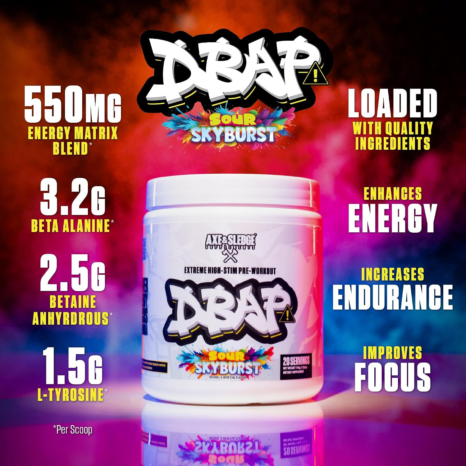 DBAP Extreme High Stim Pre-Workout Powder | 400Mg Caffeine | Beta Alanine, Betai