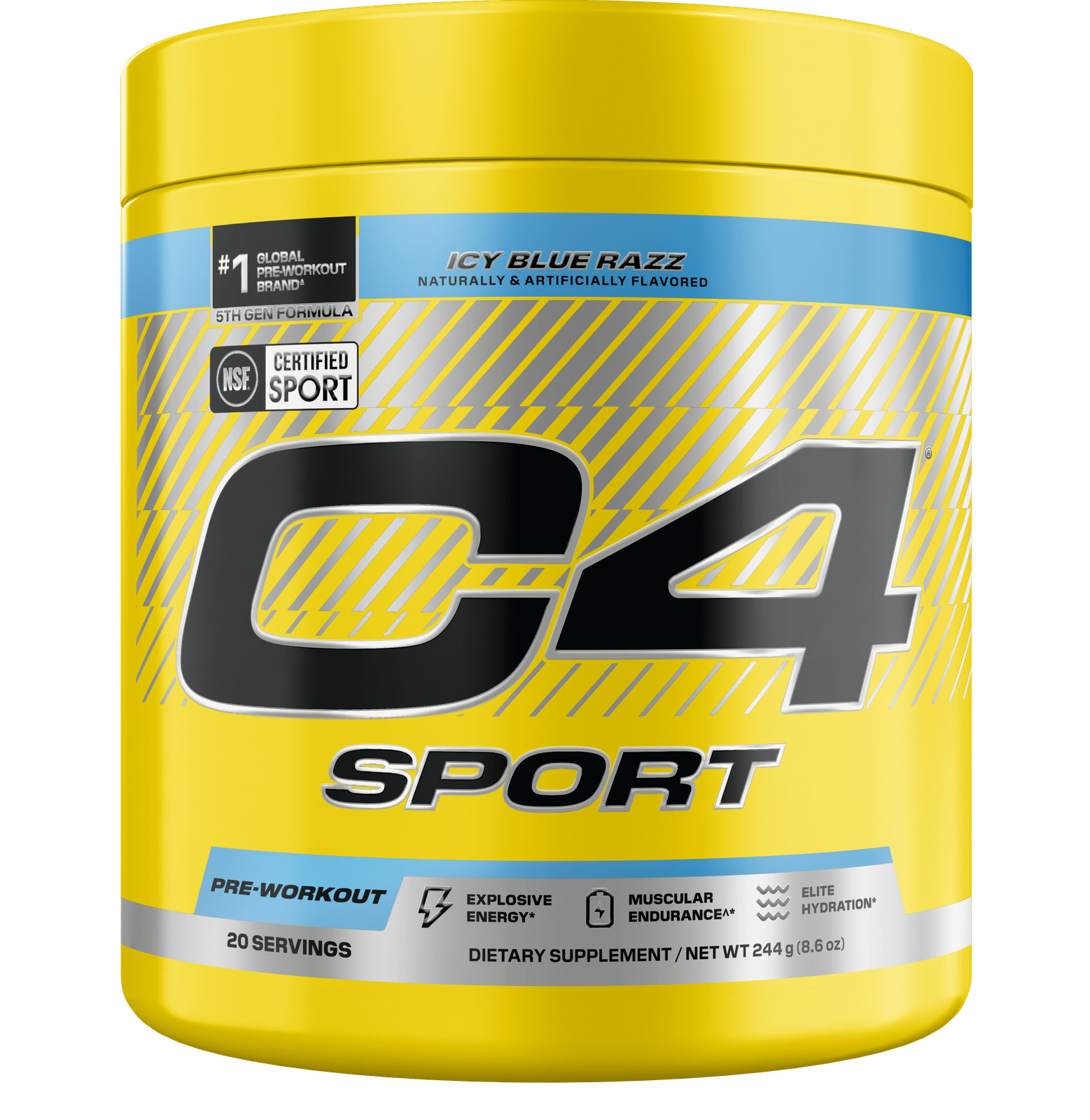 C4 Sport Pre-Workout Powder, Icy Blue Razz, 20 Servings