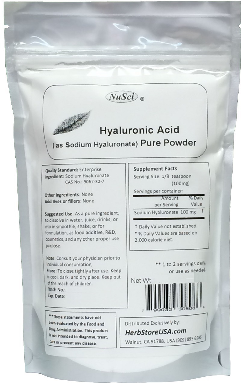 Pure Hyaluronic Acid Powder HA Sodium Hyaluronate 50g(1.76oz anti wrinkle joint