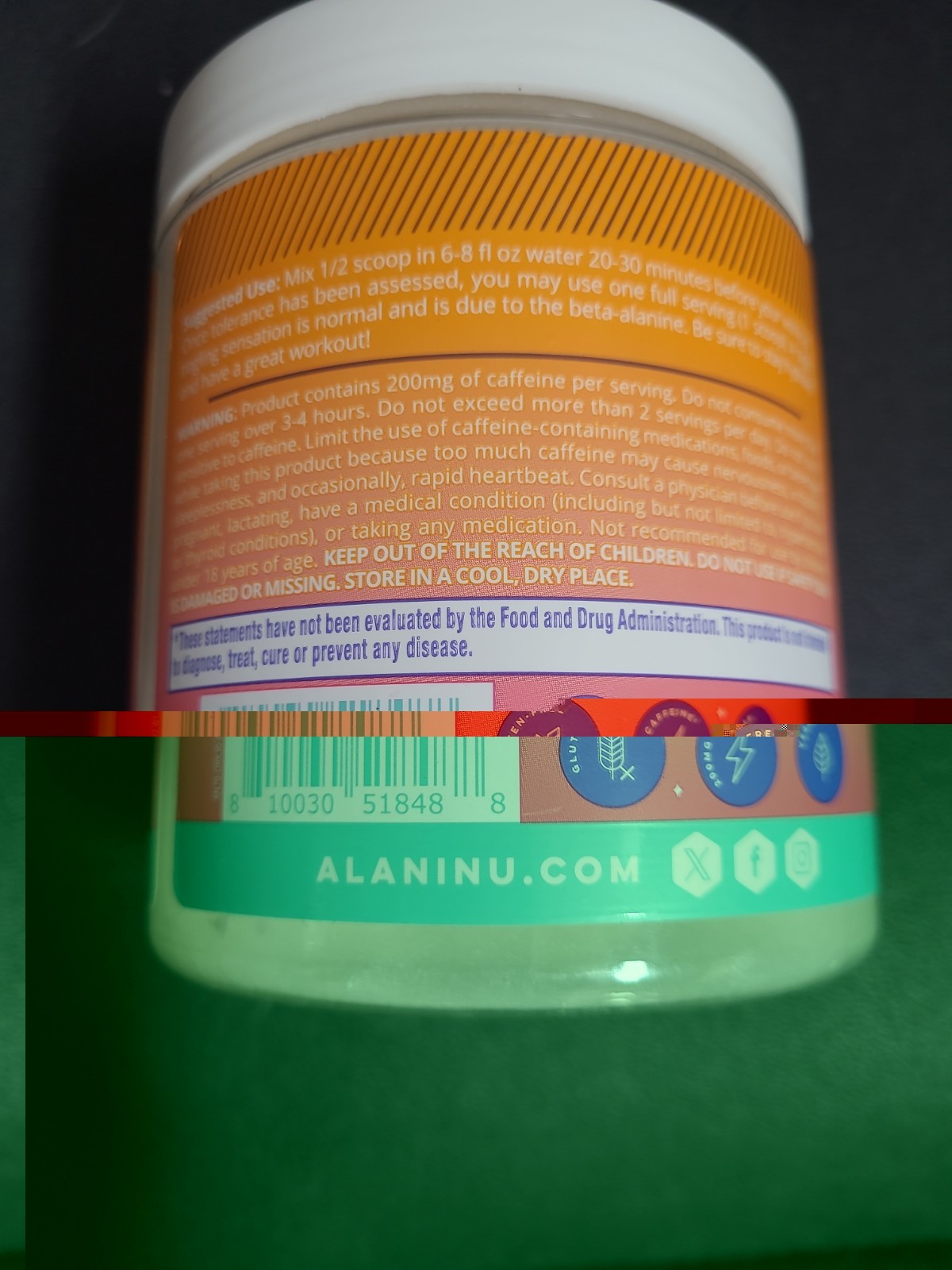 Alani Nu Pre Workout Powder Orange KISS 30 Servings 10.5 Oz 07/2027