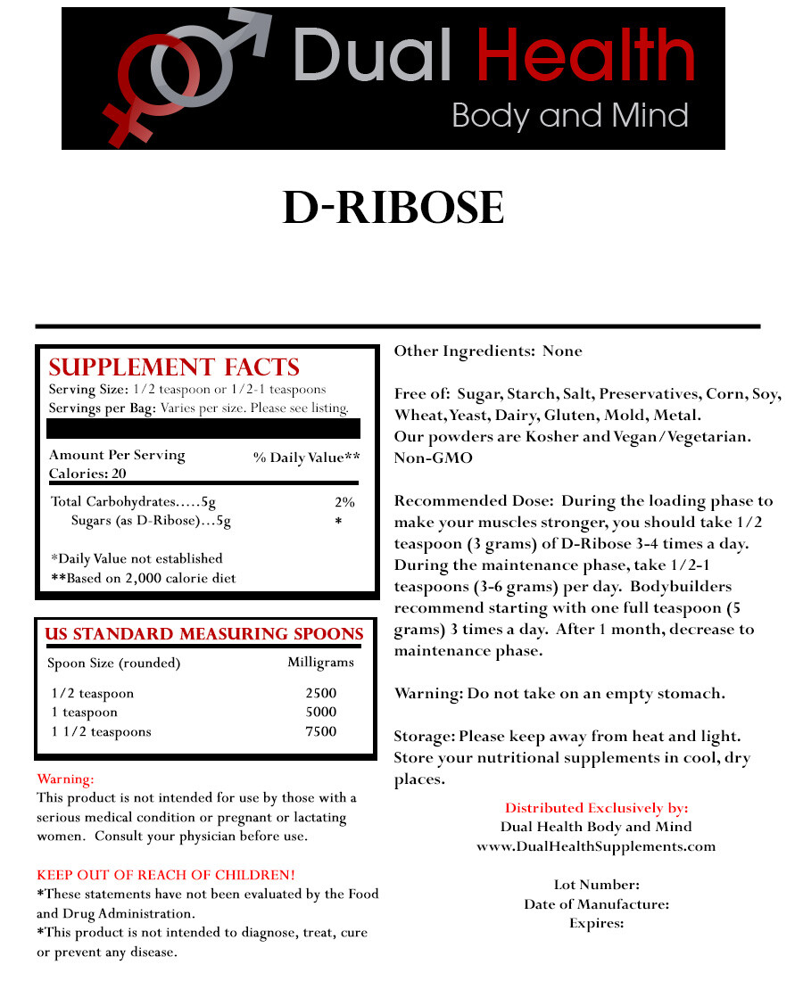 D-Ribose Powder 250g (8.8 oz) ATP Energy Endurance Muscle Sport Pharmaceutical