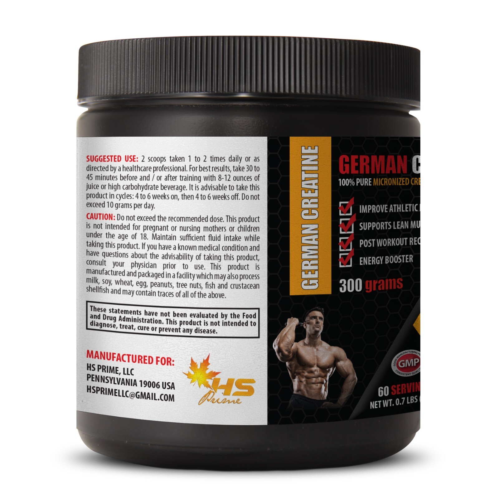 creatine powder – CREATINE MONOHYDRATE POWDER 300g – mass gainer – 3 Bottles