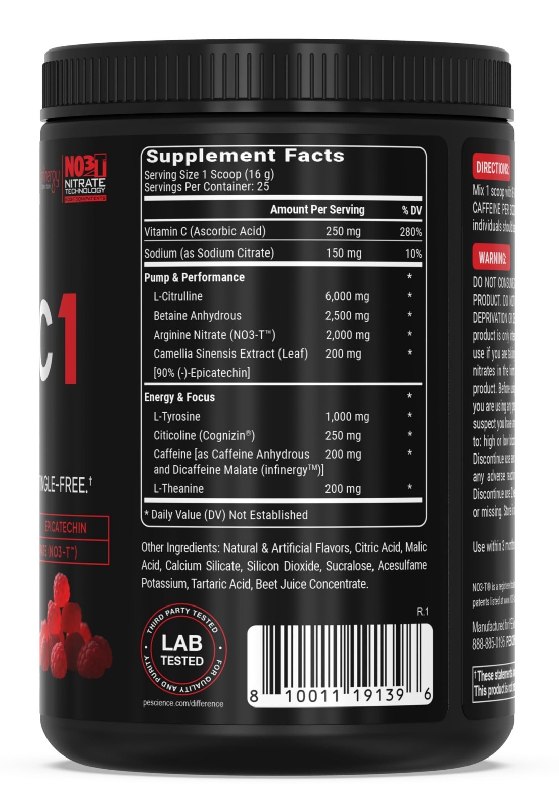 Pre-Workout Powder Red Razz Candy, 25 Scoops | Energy Booster, Focus & Pump, No