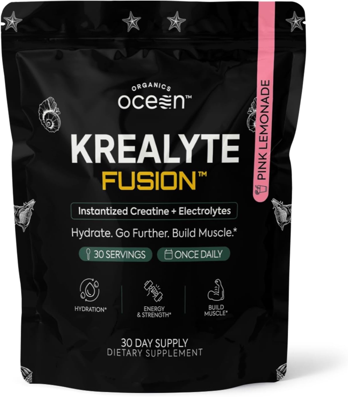 Organics Ocean Krealyte Fusion Creatine Powder Electrolytes Muscle 30 Servings