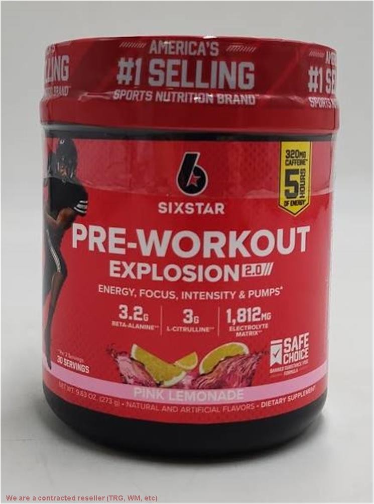 SIXSTAR Pre-Workout Explosion 2.0, Pink Lemonade 9.63 oz (273 g) EXP 07/16/27