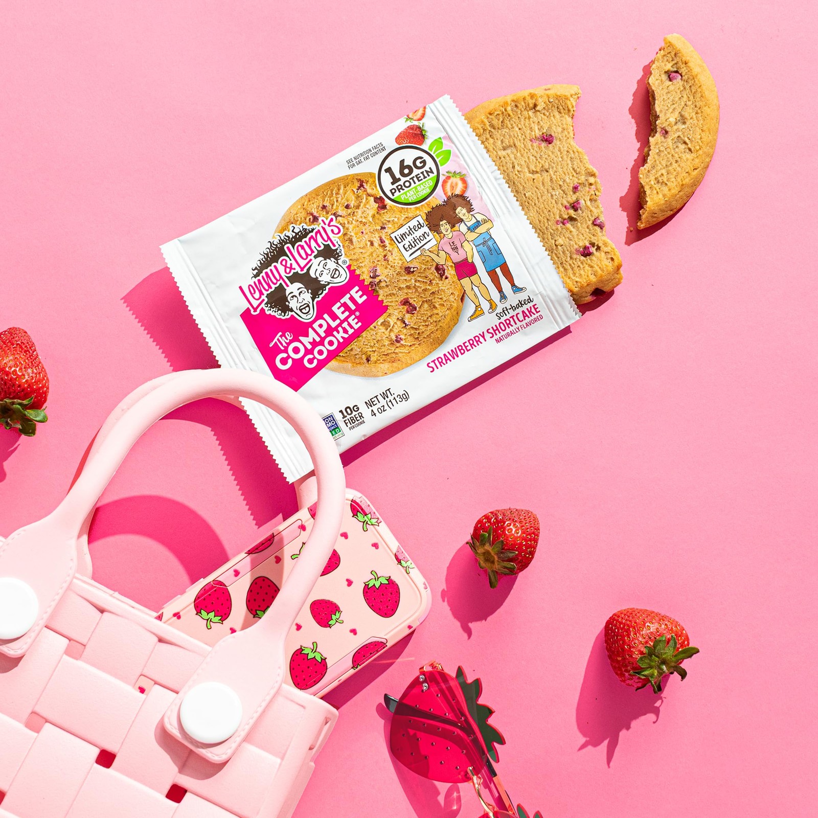 & Protein Cookie Strawberry Protein Snacks 16G Plant Protein 10G