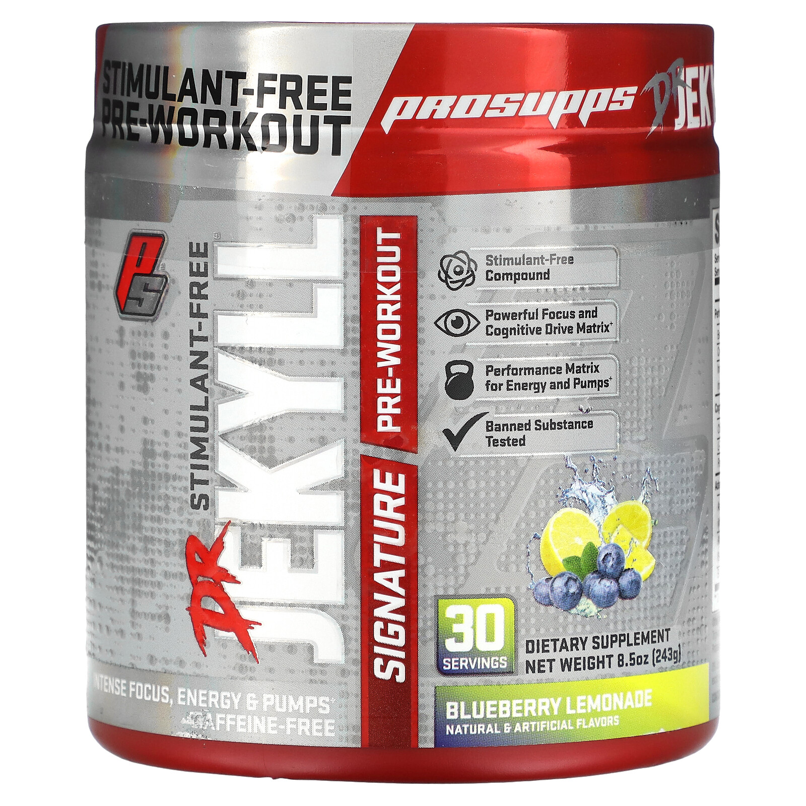 Dr. Jekyll Signature, Stimulant-Free Pre-Workout, Blueberry Lemonade, 8.5 oz