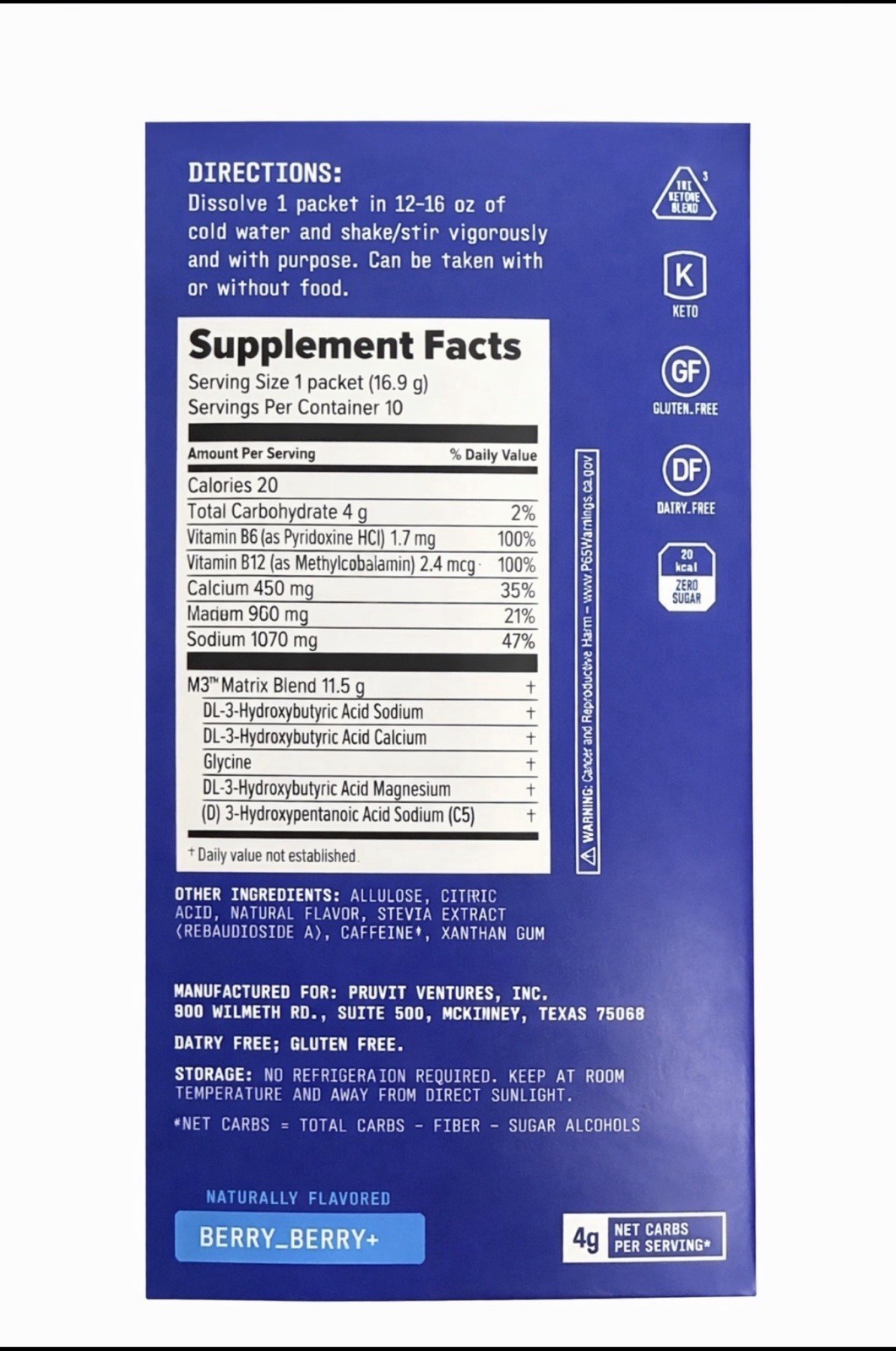 Prüvit Ketones NAT 20 Packets Charged MAUI PUNCH / FREE SHIPPING Exp 03/ 2026