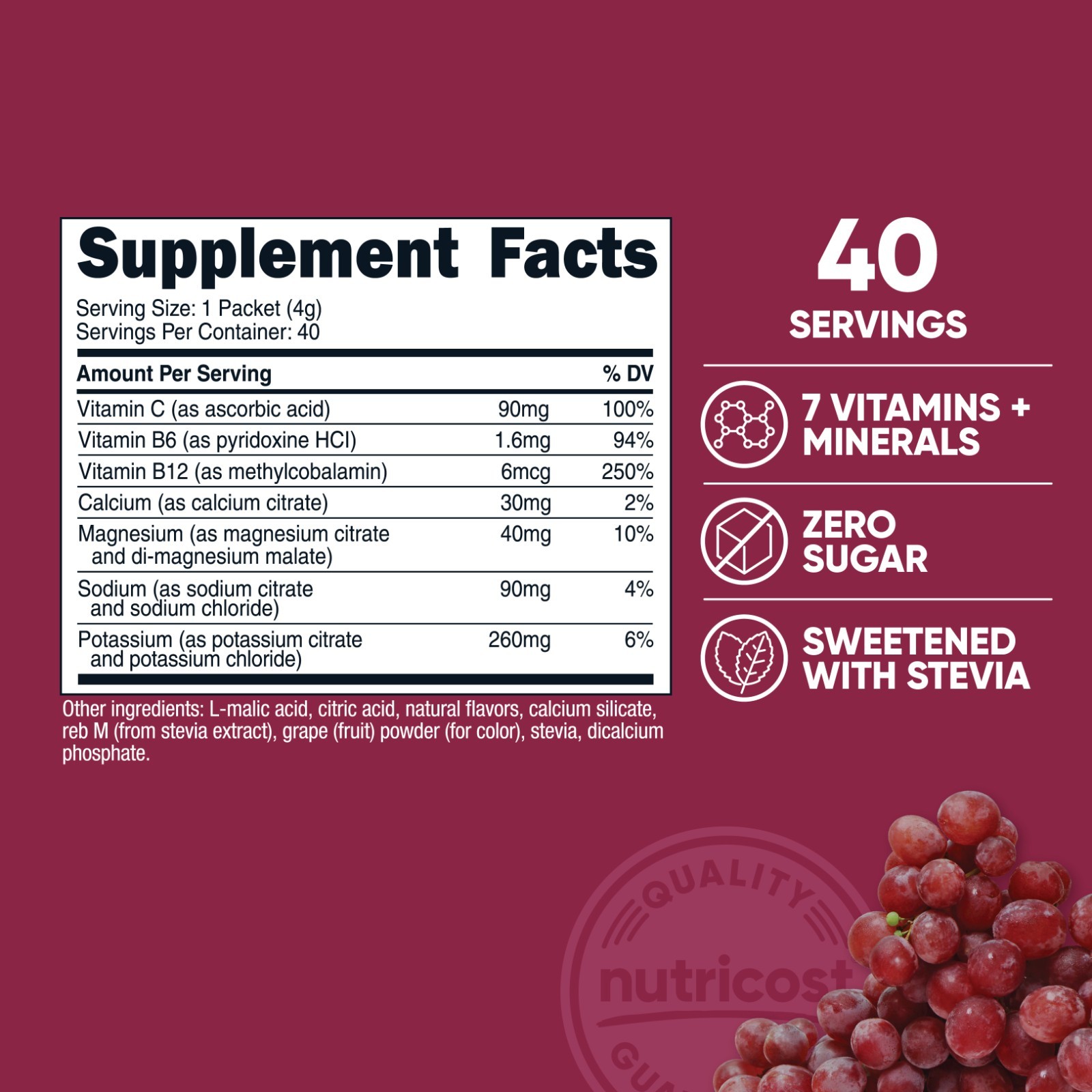 Nutricost Electrolytes Complex, Grape Flavored, 40 Stickpack