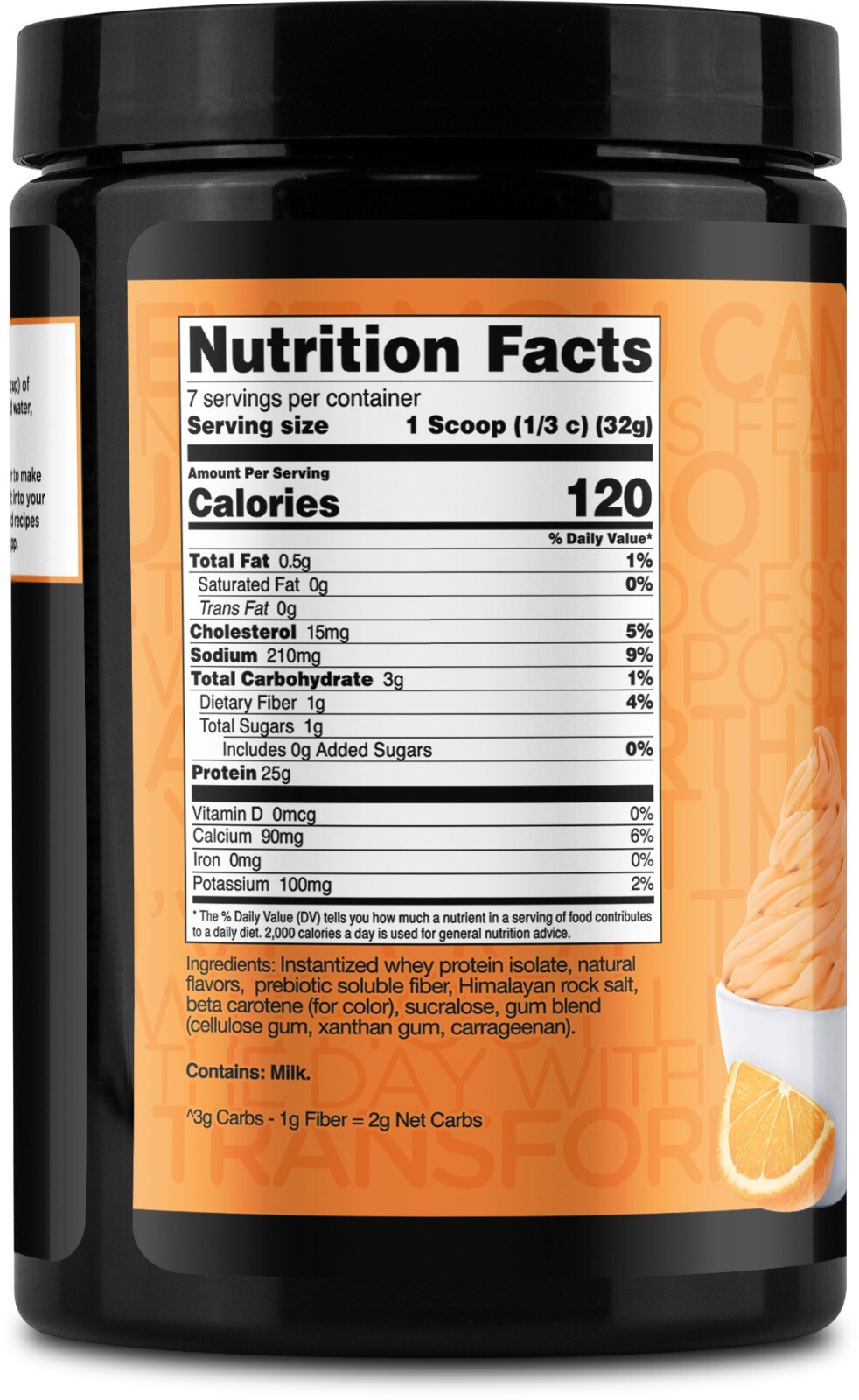 TransformHQ Whey Protein Isolate (WPI) Orange Whip Flavor – 7 Servings