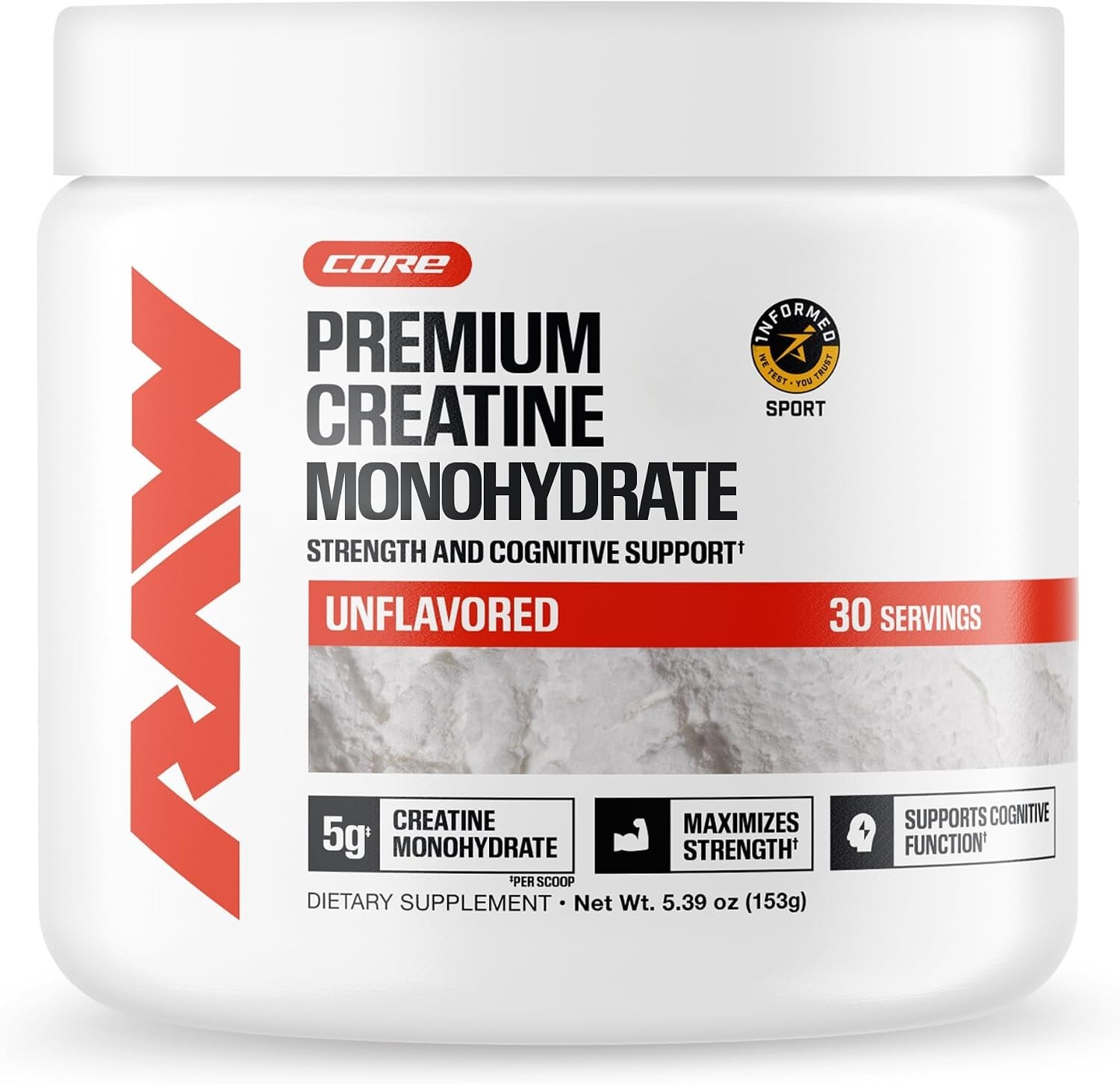 Creatine Monohydrate Powder Unflavored 30 Servings Micronized Muscle Strength