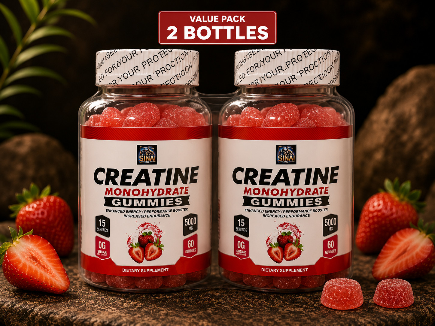 Creatine Monohydrate Gummies – Muscle, Stamina, & Recovery – Sugar-Free – 120ct