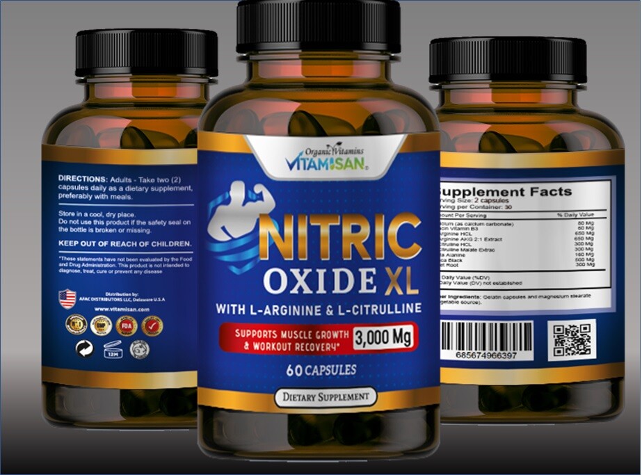 Nitric Oxide Booster Supplement w/L-Arginine 3000mg Premium Workout Muscle Pump