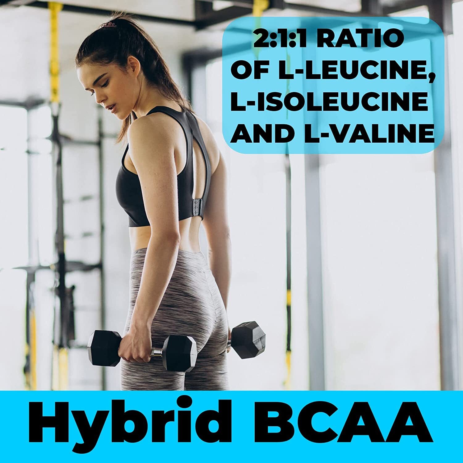 Hybrid BCAAs Amino Acids, 1000mg Sugar Free Pre Workout without Ceatine, Non-GMO
