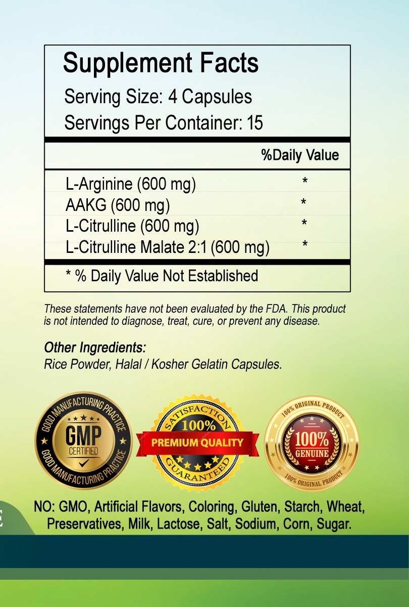 Nitric Oxide Booster 2400mg capsules serving – USA Deal.
